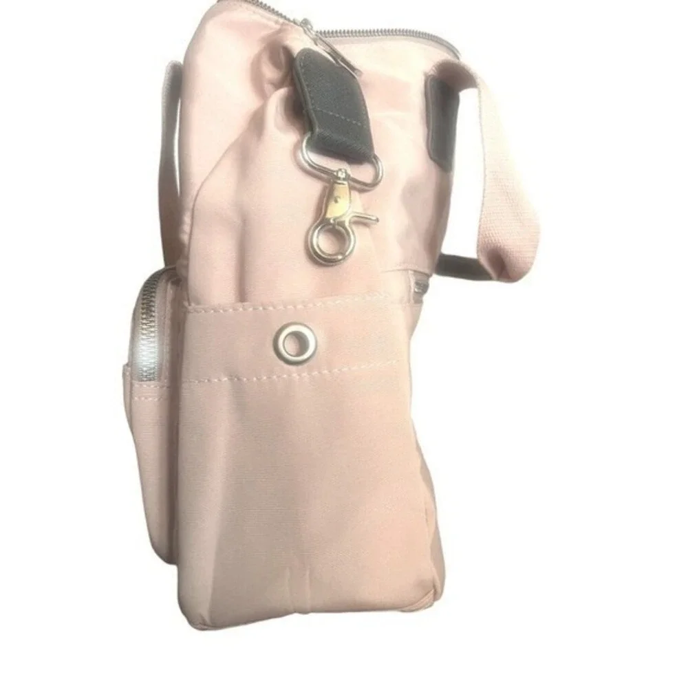 Yunyang Tote Shoulder Bag Pink Multi Pocket Removable Strap Zipper 12‎ X 12 X 5
